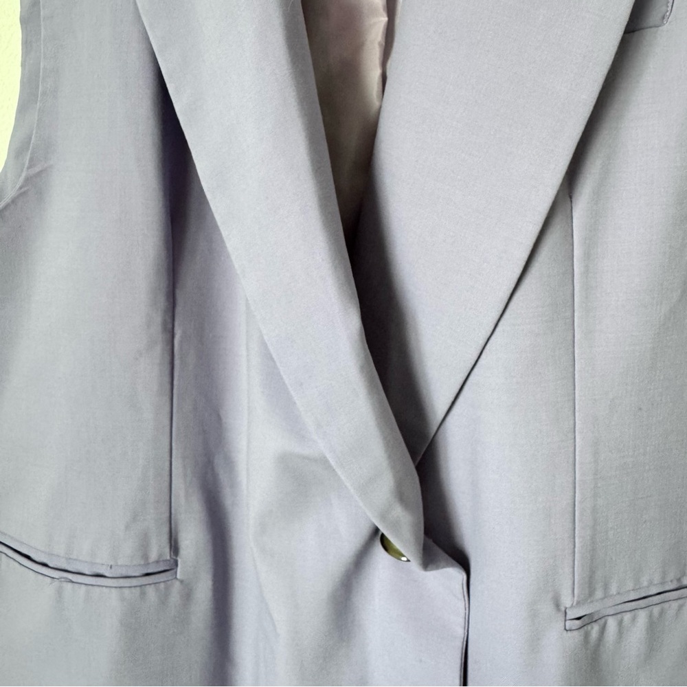 Karen Millen Wool Blend Asymmetric Sleeveless Jacket Vest Size 12 Lavender - Picture 10 of 16